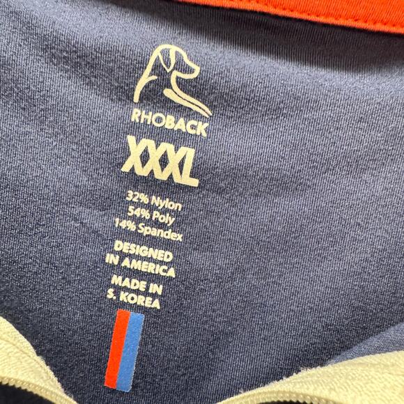 Rhoback 1/4 Zip Mens 3XL Blue Q-Zip Pullover Golf Activewear Pink Collar - Picture 2 of 8